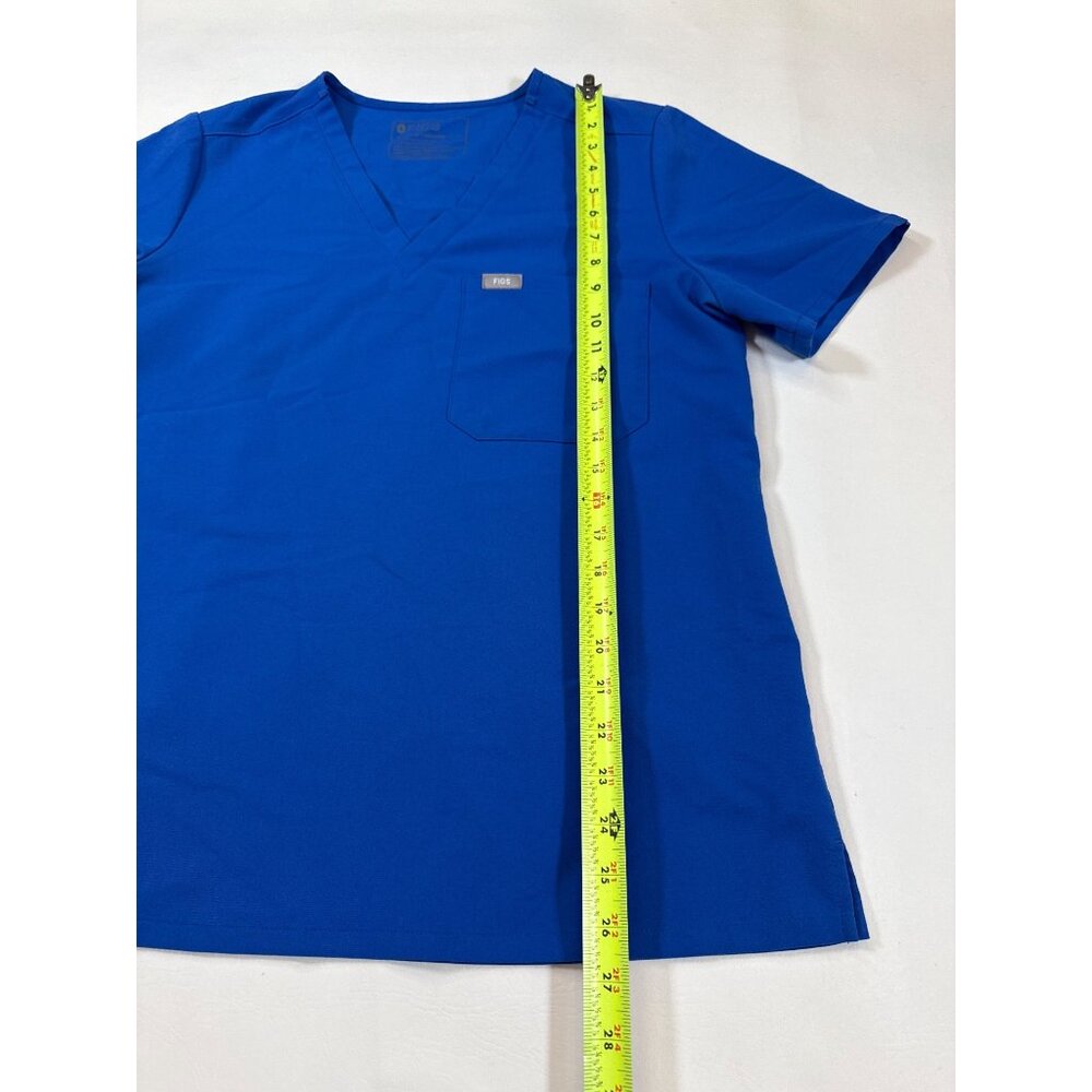 Figs Women's Short Sleeve V-Neck Scrub Top in Royal Blue - Picture 4 of 7